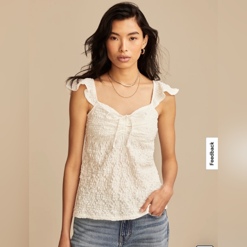 Lucky Brand textured babydoll Cottage Core top Womens Size XXL NWT